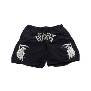 Men's Vitbiol Y2K Skater Style Black Nylon Drawstring Elastic Trunk Shorts S